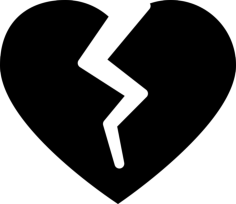 Broken Heart Silhouette Shape Silhouette Cutting Svg Files, Free Vectors File